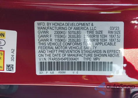 2023 Honda Cr-V Hybrid Sport из США, поврежденный, VIN 7FARS5H54PE006401